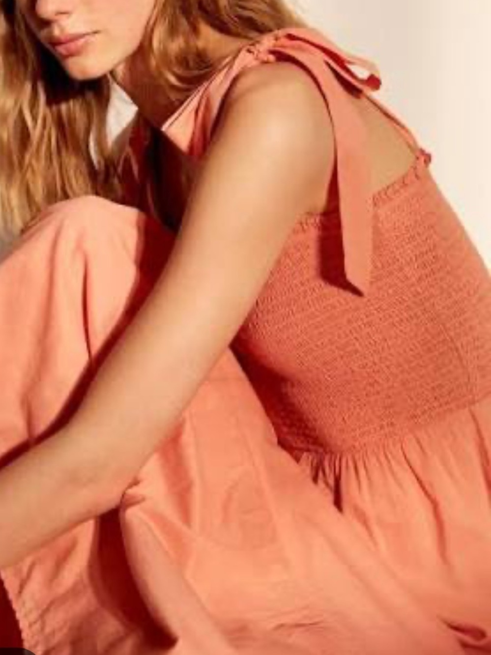 Wilfred Alba Smocked Maxi Dress Coral Pink Tiered S - Picture 13 of 13